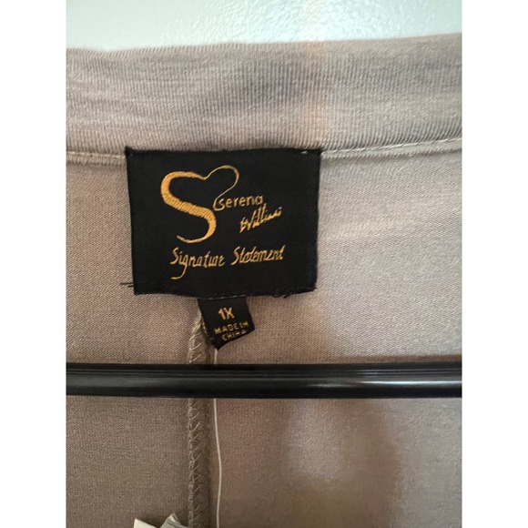 Serena Williams Brown Taupe Open Cardigan Side Buttons 1X Preppy Lounge Travel - Picture 4 of 8